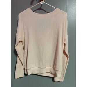 Maeve by Anthropologie Blush Pink Waffle Knit Drape Back Top | Small